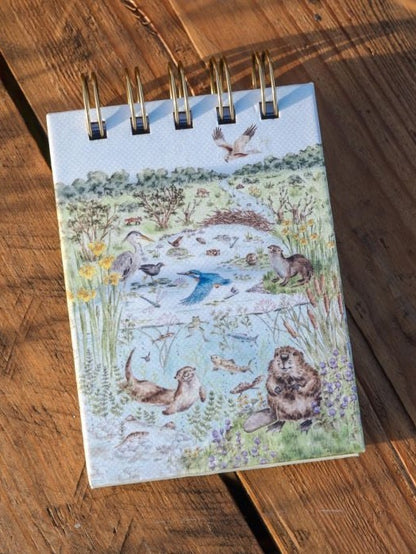 Notebook Spiral River Bank Otter Nature Field 3x5"  Nfn004