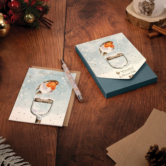 Christmas Cards - 8 Pack - Happy Christmas Blue Robin 