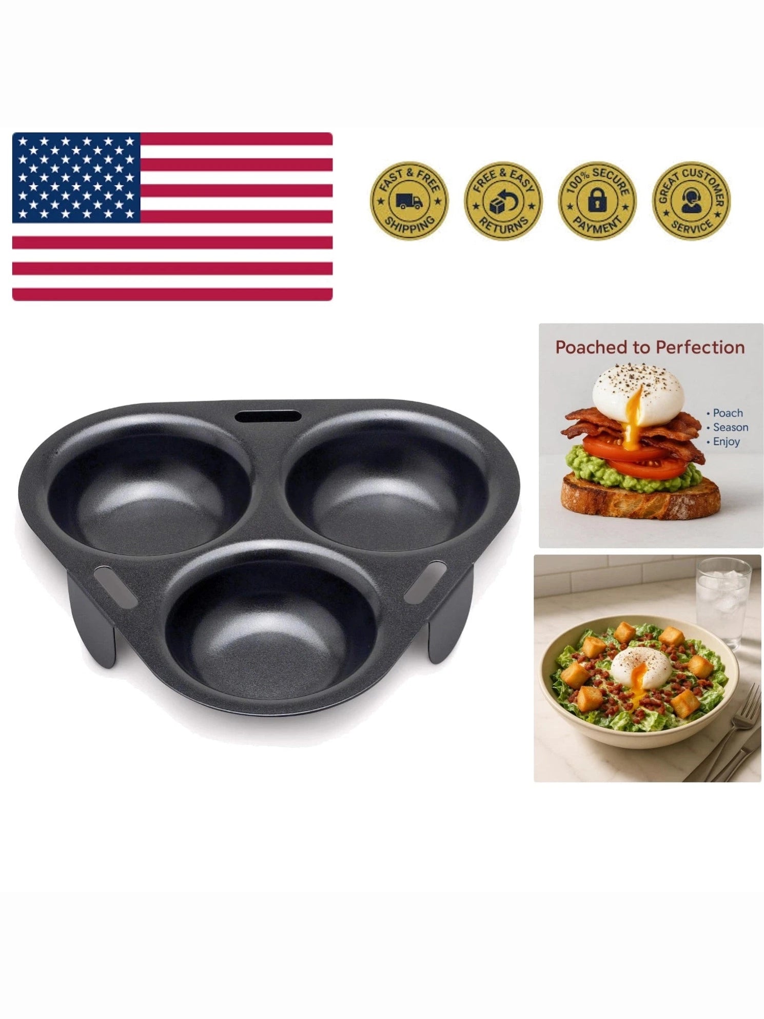  Egg Poacher 3 Egg Non Stick&nbsp; 43133