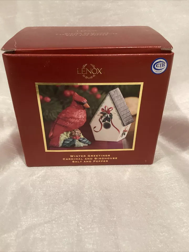 Salt & Pepper Shaker Winter Greeting's Cardinal & Birdhouse Christmas 800841 