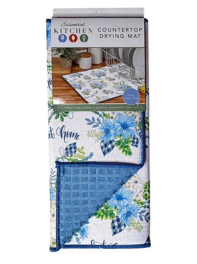 Drying Mat Countertop Micro Fiber Love Grows Here Blue/White R7927 