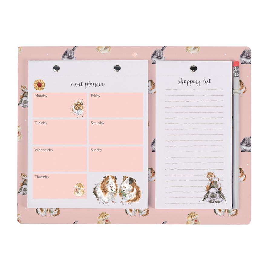 Meal Planner with Shopping Pad - Guinea Pigs Pink PLAN001 