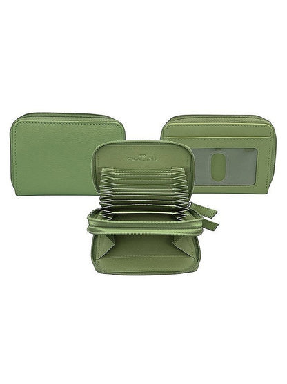 Wallet Double Zip Sage Accordion Card Case 6714 
