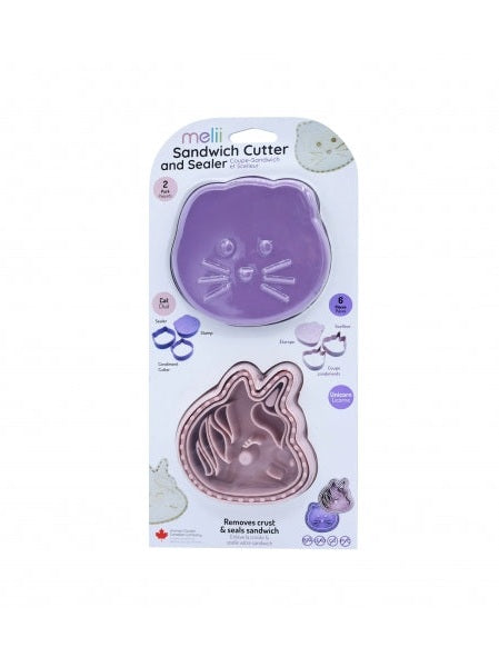Sandwich Cutter Dish Cat/Unicorn Pink/Purple  24070