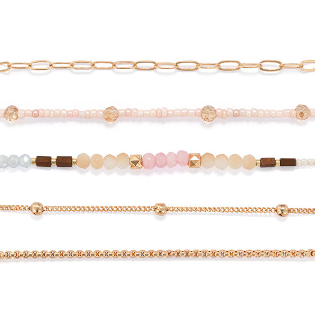 Bracelet 5pk Gold/Pink Color 1004440280 