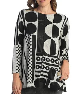 FB2-1862 Tunic w/ Pocket - Black & White Bebop 