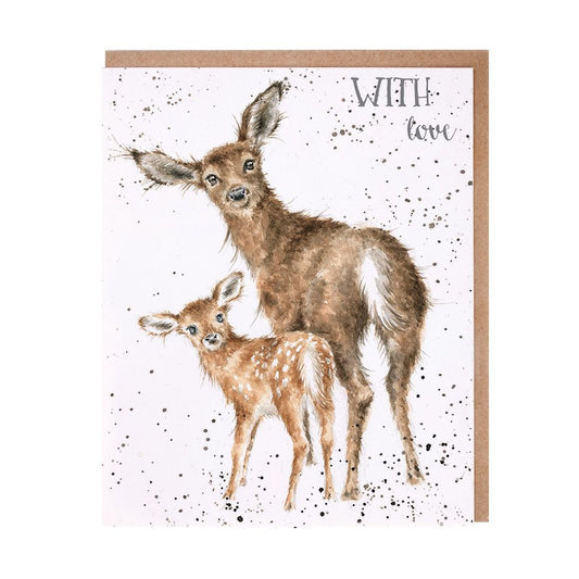 Card -  AOC098 - With Love - Deer - Blank Inside 