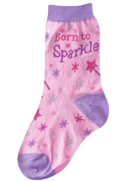 Kid's Socks Two Sizes  Pink  Born To Sparkle 7114