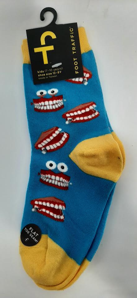 Blue/Yellow Teeth-Sock-7-10yr-6836y 