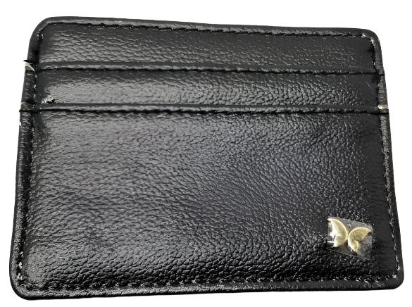 Slim Rfid Wallet - Black with Metal Butterfly -82021 