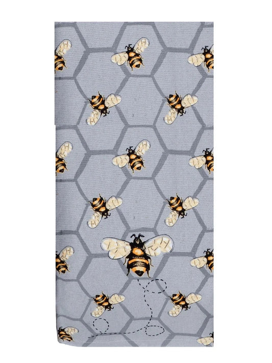 Tea Towel Bee Inspired Grey Honeycomb&nbsp; Dual Purpose Terry R7466