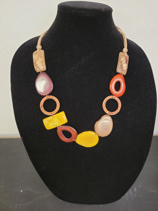 Tagua Necklace - SC074-BUR-Am-NA -Multi 