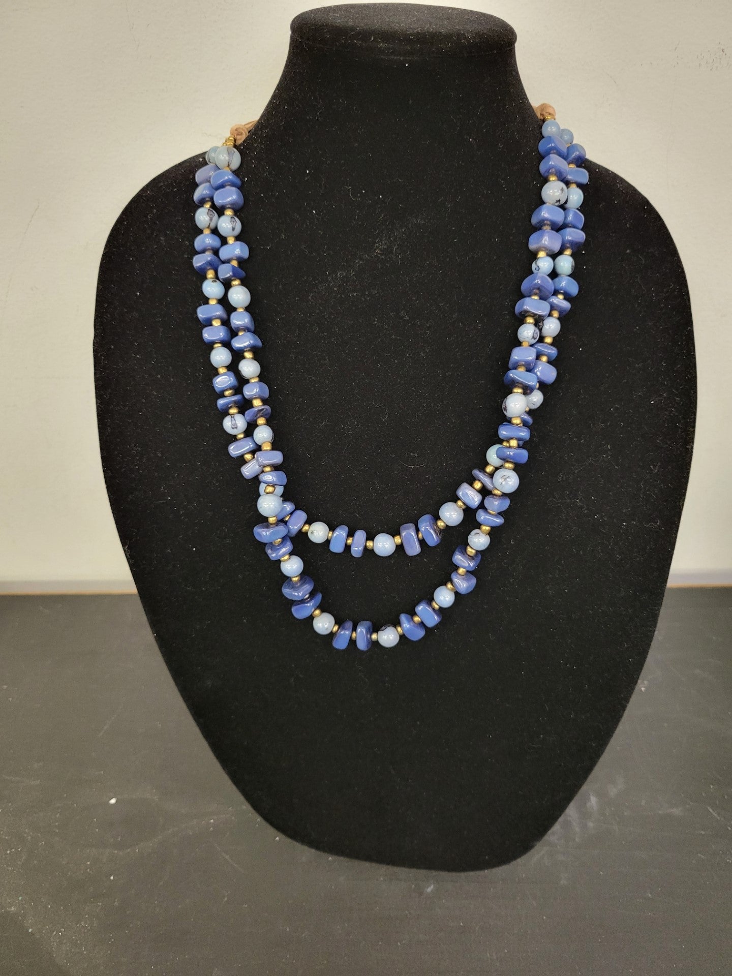 Tagua Necklace - SC1507-AZ-BB - Blues 