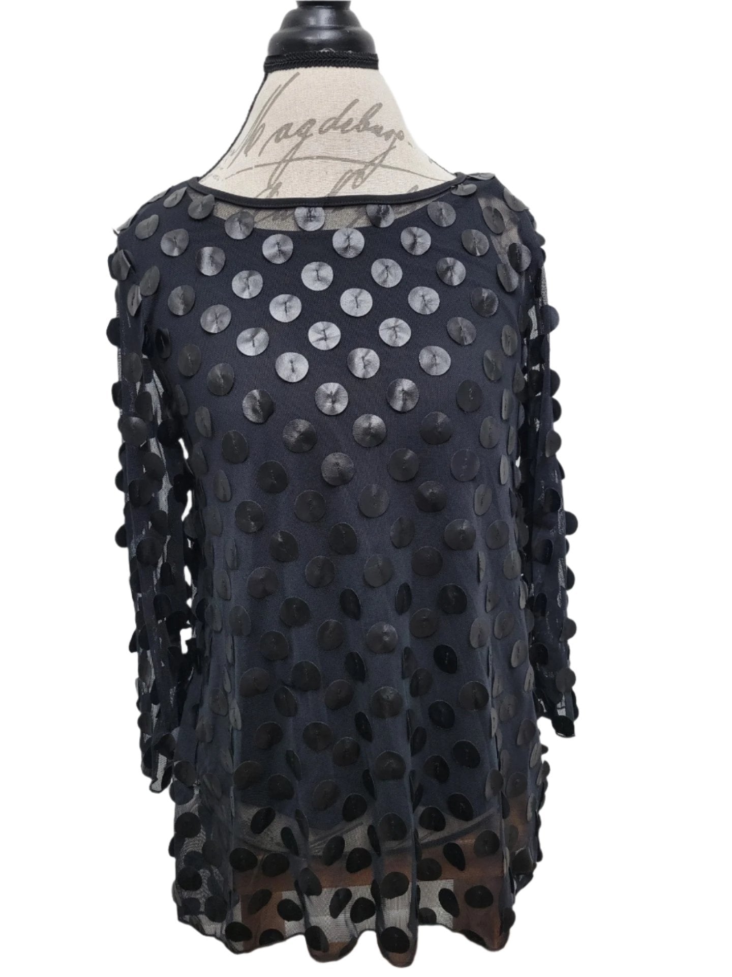 Tunic-Black- Mesh Cicles- Trimmed-Women's-A43758tm 