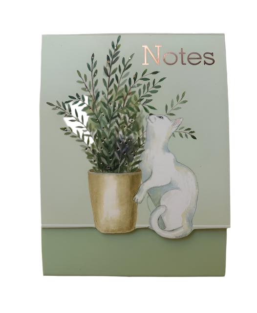 3 x 4 Note pad   small   Cat with plant 47109 