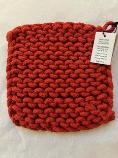 Woven trivet / hotpad- heavy duty - stylish - 8 inch square - Red 