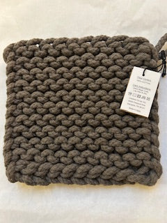 Woven trivet / hotpad- heavy duty - stylish - 8 inch square - grey 