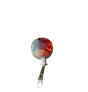 Badge holder - Retractable - Round - red - blue -Pink  Marble 