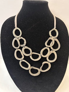 Tagua Necklace - LC239-CO -Greys 