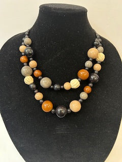 Tagua Necklace - SC433-ONC - Black / Browns 