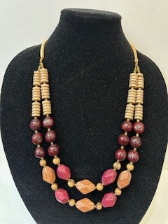 Tagua Necklace - LC289-BUR-CF-Plum 