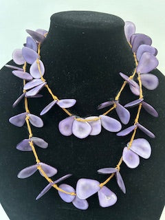 Tagua Necklace - SC410-LV - Purple 