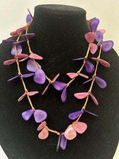 Tagua Necklace - SC41-VI - Purple / Pink 