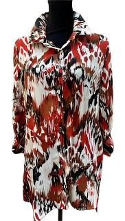 Shirt-Multi Color-Button Front-3/4 Cuffed Sleeve-Women's-M33108bm 