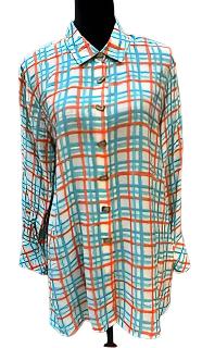 Shirt Button Front-Multi Color 3/4 Cuffed SleeveWomen's M33210bm 