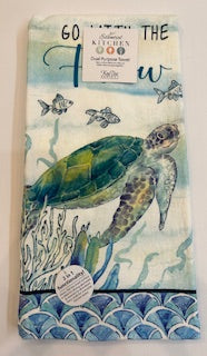 T Towel   Go with the Flow  Sea Turtle Dual Purpose Towel R7401 