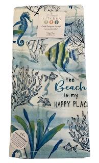 T Towel  The beach is my Happy Place Fish   Dual Purpose Towel R7400 