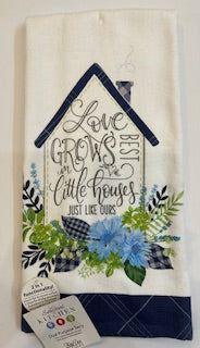 T Towel - House love grow  - Dual Purpose Towel - Terry - Blue 