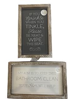 Wood Picture Frame - My Aim is to keep this bathroom clean - 15611  - 10x6 -reversible 