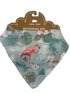 Bandana Bib - 100 % gauze cotton - 180S3FLF1 - Floral Flamingo 