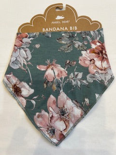 Bandana Bib - 95% viscose bamboo , 5% spandex - One Size - floral 