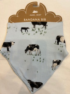 Bandana Bib - 95% viscose bamboo , 5% spandex - One Size -cow 