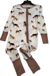 Zipper Coverall - bamboo -dogs- 18-24m 