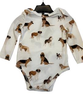 One Piece Long Sleeve- Snap bottom - Dogs -Bamboo 