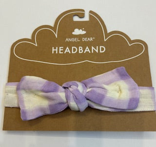 Head band- gauze - 12 -24 month - purple gingham 