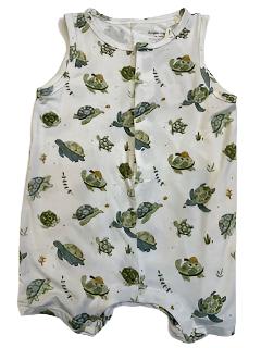 Romper Sleevless shortie - Sea Turtles - Bamboo 