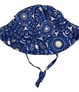 Sunhat - 100% cotton Gauze  - 12-24M- blue 