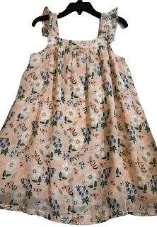 Sun Dress - Floral  100% cotton Gauze - peach - 5t 