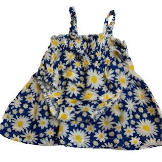 Dress - Smocked top and Bloomers - blue daisy 