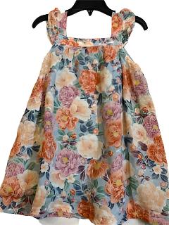 Dress - Sleeveless  - Multi Colored Flowers 