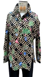 Blouse Pullover Black/Gold Pink Flamingo, Monkey,Butterfly Print Women's 82101 