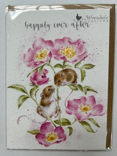 Card   AOC185 Happily Ever After  Floral Mice 