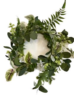 Wreath - Mixed Artificial Greenery with white flowers 