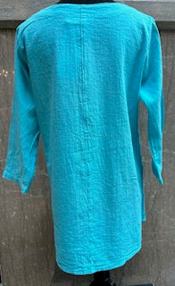 Top Pullover 1Pocket 3/4 Sleeve Teal Women's L-0037 