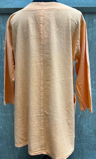 Top Pullover 1Pocket 3/4 Sleeve Orange Women's L-0037 