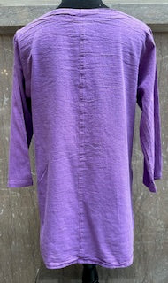 Top Pullover 1 Pocket 3/4 Sleeve Purple Women's L-0037 